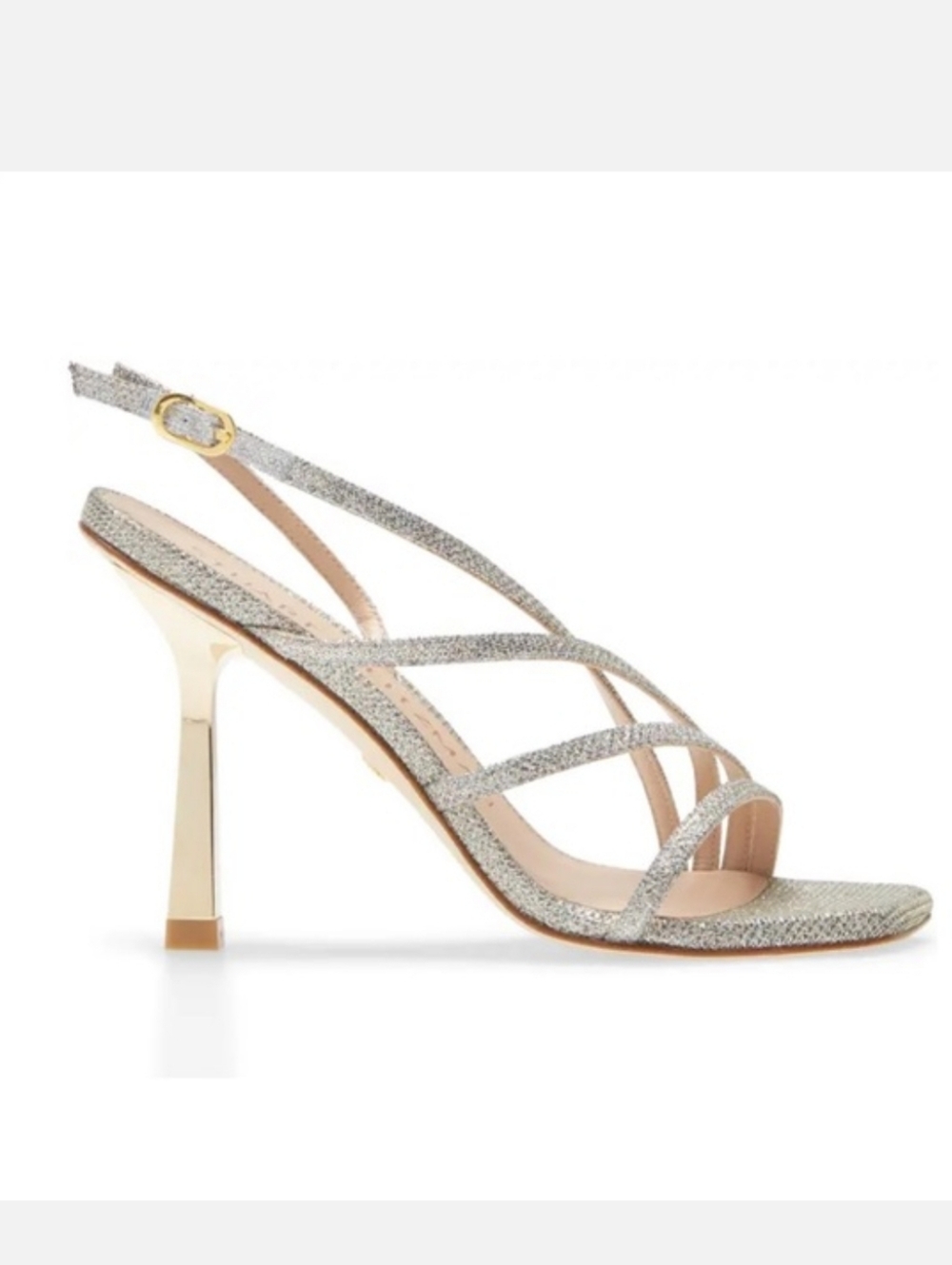 Stuart Weitzman Melodi Glitter High Heel Sandals, Size 8